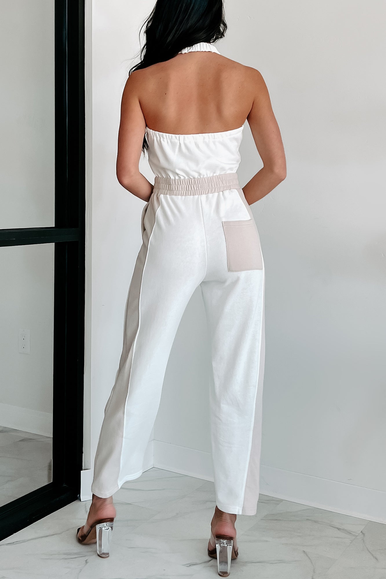 Summer Sunsets Halter Jumpsuit (White/Seashell)