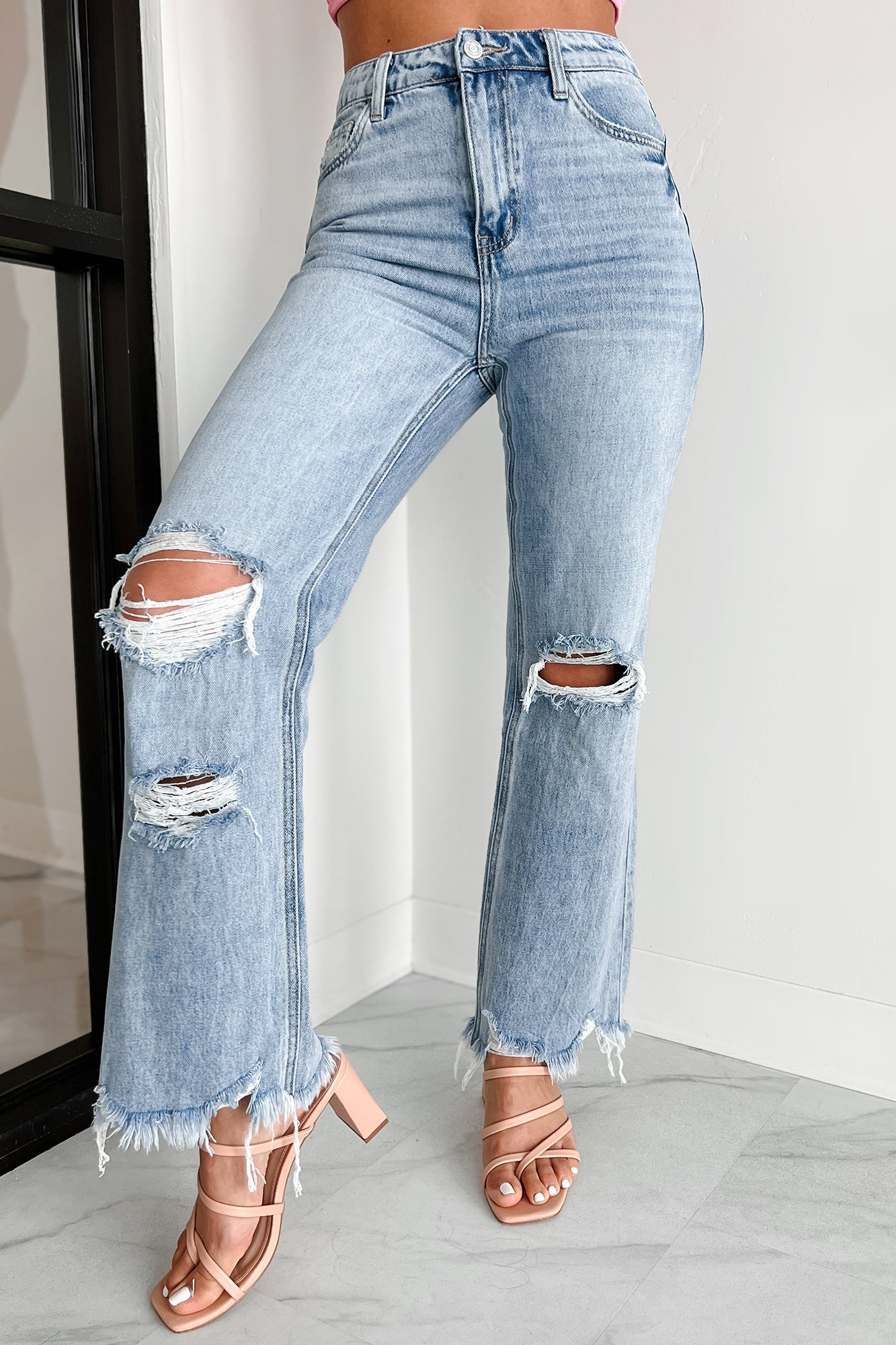 Redeemed High Rise Distressed 90's Flare Vervet Jeans (Medium)