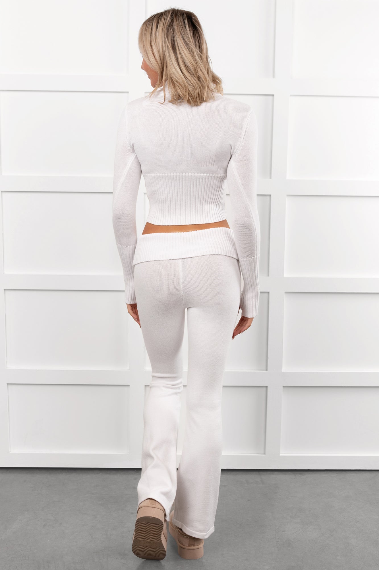Wait & See Ribbed Two Piece Lounge Set (White)