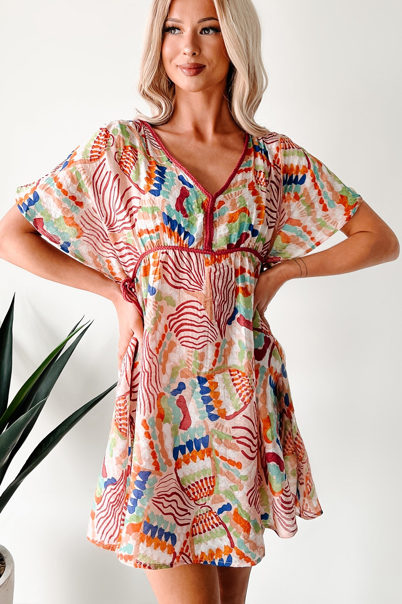 Wild Heart Printed Cover Up Mini Dress (Blush)
